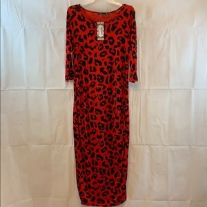 Boohoo Red Leopard Maternity Dress
